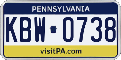 PA license plate KBW0738