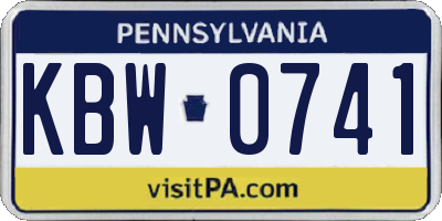 PA license plate KBW0741
