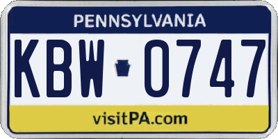 PA license plate KBW0747