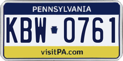 PA license plate KBW0761