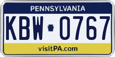 PA license plate KBW0767