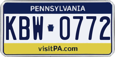 PA license plate KBW0772