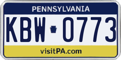 PA license plate KBW0773