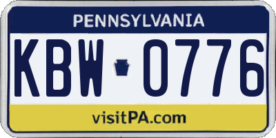 PA license plate KBW0776