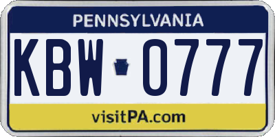 PA license plate KBW0777