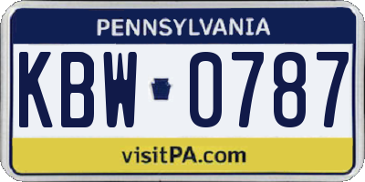 PA license plate KBW0787
