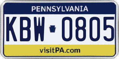 PA license plate KBW0805