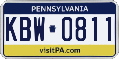 PA license plate KBW0811