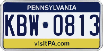 PA license plate KBW0813
