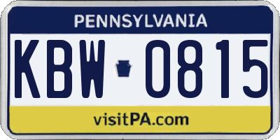 PA license plate KBW0815