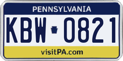 PA license plate KBW0821