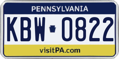 PA license plate KBW0822