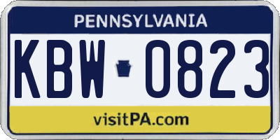 PA license plate KBW0823