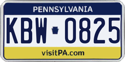 PA license plate KBW0825