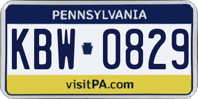 PA license plate KBW0829