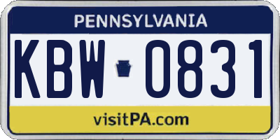PA license plate KBW0831