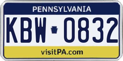 PA license plate KBW0832