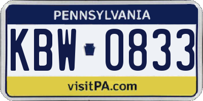 PA license plate KBW0833