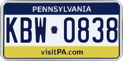 PA license plate KBW0838
