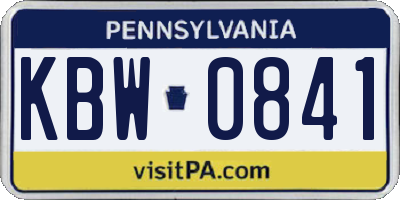 PA license plate KBW0841