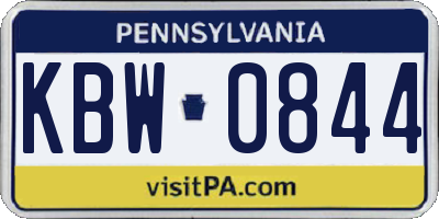PA license plate KBW0844