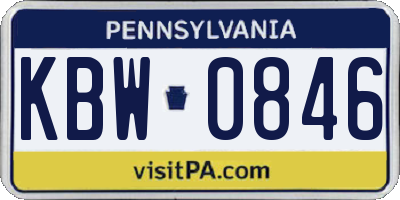 PA license plate KBW0846