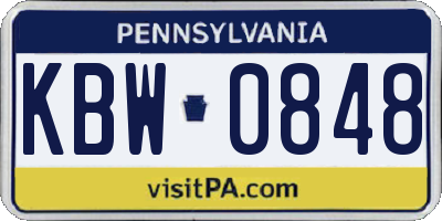 PA license plate KBW0848