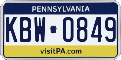 PA license plate KBW0849