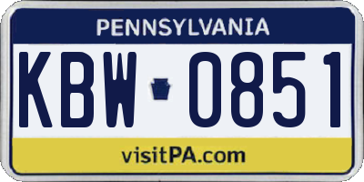 PA license plate KBW0851