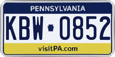 PA license plate KBW0852