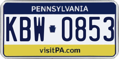 PA license plate KBW0853