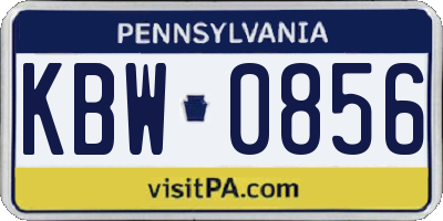 PA license plate KBW0856
