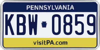 PA license plate KBW0859
