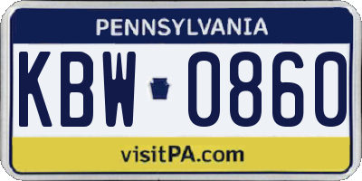 PA license plate KBW0860
