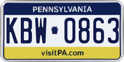 PA license plate KBW0863