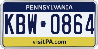 PA license plate KBW0864