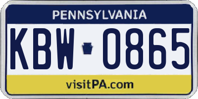 PA license plate KBW0865