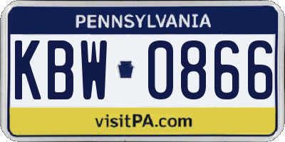 PA license plate KBW0866