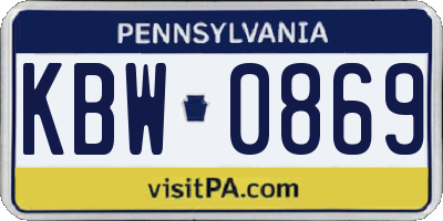 PA license plate KBW0869