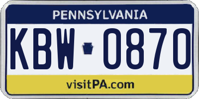 PA license plate KBW0870