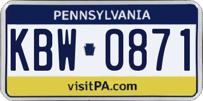 PA license plate KBW0871