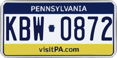 PA license plate KBW0872
