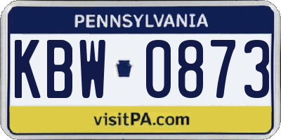 PA license plate KBW0873