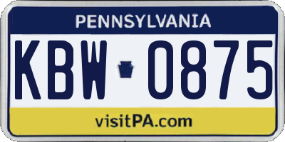 PA license plate KBW0875