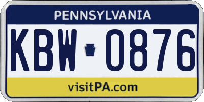 PA license plate KBW0876