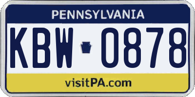 PA license plate KBW0878