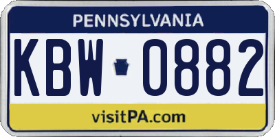 PA license plate KBW0882