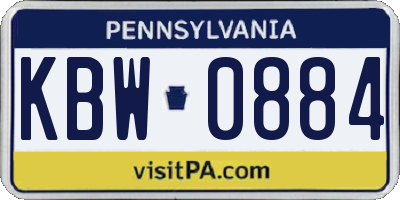 PA license plate KBW0884