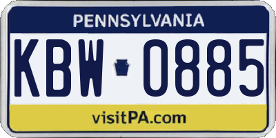 PA license plate KBW0885