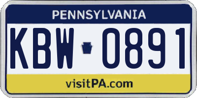PA license plate KBW0891